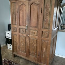 Elegant giant french solid wood armoire