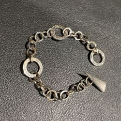 Painegonda Authentic 925 Sterling Circle Link Toggle Bracelet.