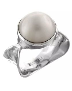 925 sterling silver White Sea pearl Mabe ring size 10