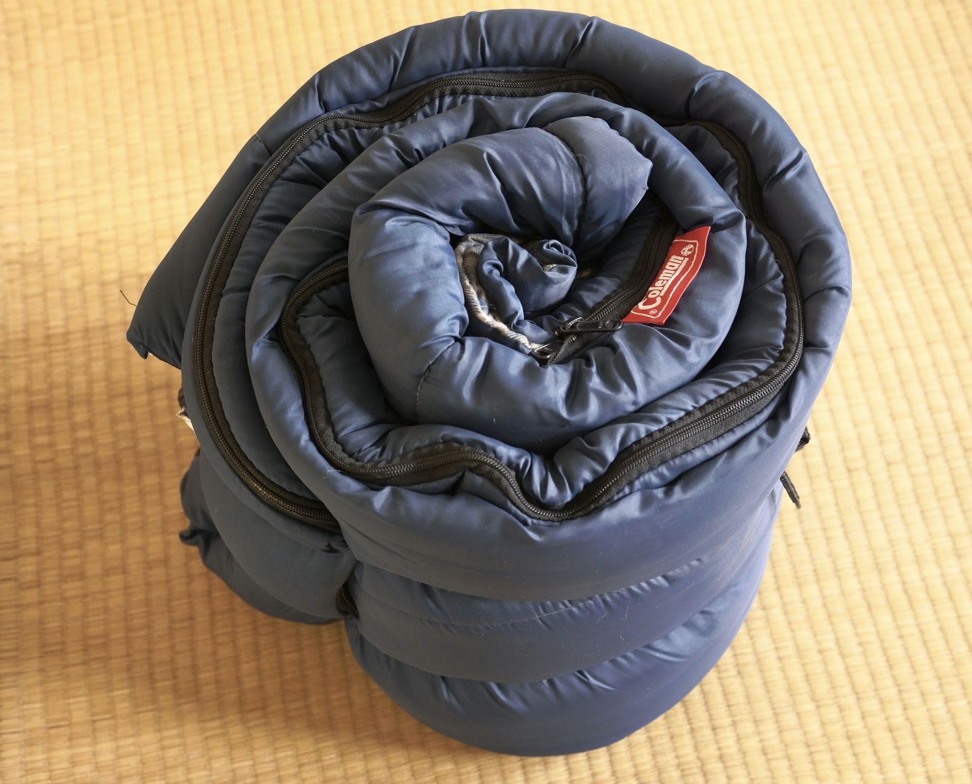 vintage coleman sleeping bag, 30 × 70 inches