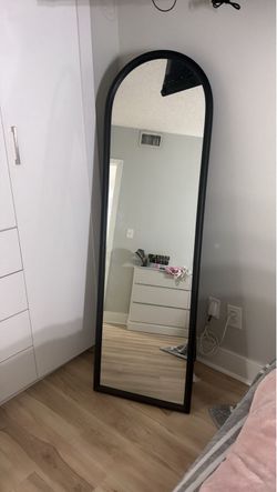 Full Length Arched Floor Mirror Black Frame