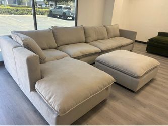 Beautiful Light Grey Couch and Ottoman