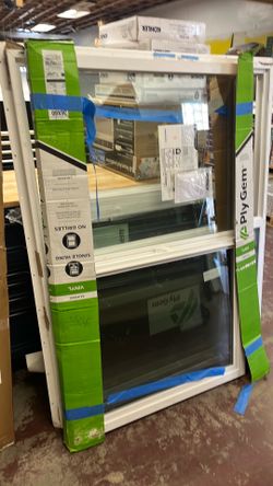 Ply Gem 35.5 in. x 59.5 in. Classic Series White Vinyl Insulated Single Hung Window with HP Glass, Screen Included