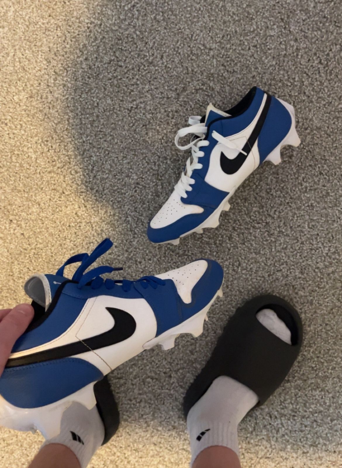 Blue Jordan One Low Football Cleats New