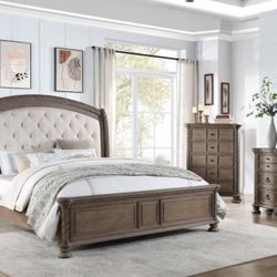 5 Pc Queen Bedroom Set Plus Boxspring And Mattress/New In Boxes