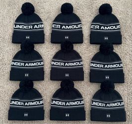 Under Armour Beanie Hats Adult Black White Cuffed Brand New Lot Of 9