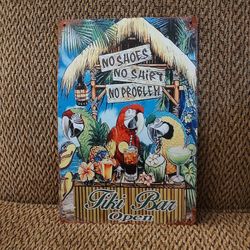 TIKI BAR METAL SIGN.  12" X 8".  NEW.  PICKUP ONLY 