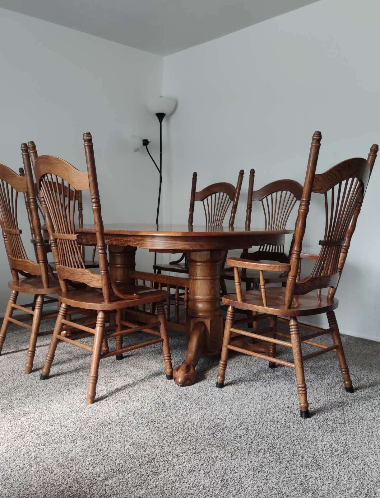 Large dining table with 4 chairs