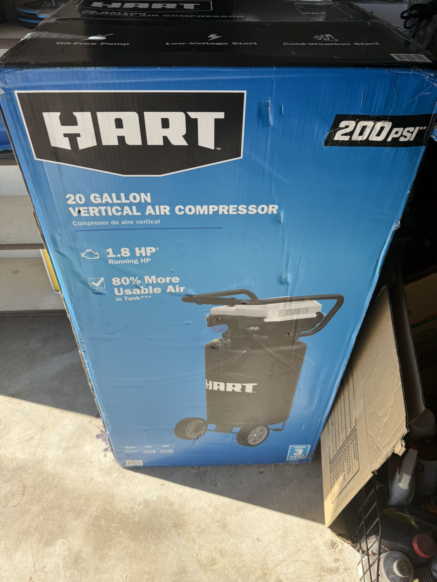 Hart 200psi 20 Gallon Air Compressor Brand New In Box