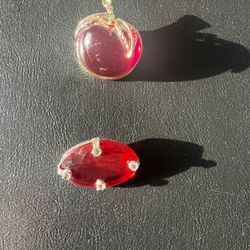 Vintage Red Glass Brooch Lot Sarah Coventry Apple & Oval Rhinestone Brooches