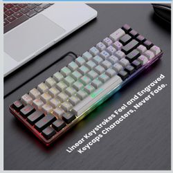 GEODMAER 65% Gaming Keyboard, Wired Backlit Mini Keyboard, Ultra-Compact Anti-Ghosting No-Conflict 68 Keys Membrane Gaming Wired Keyboard for PC Lapto