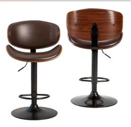 Height Adjustable swivel barstools with curved back