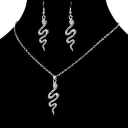 3pcs Snake Shaped Pendant Chain Earrings – Vintage Gothic Chic Jewelry Gift