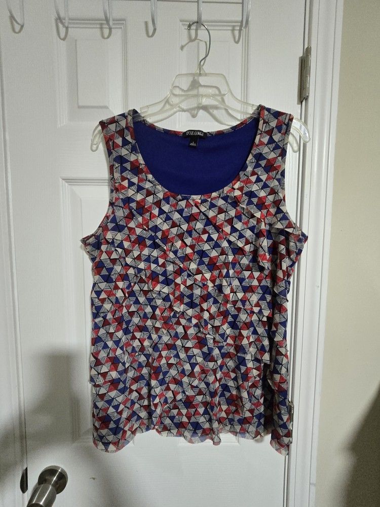 Ruffled Geometric Tank Top 