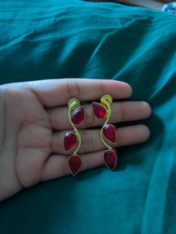 Beautiful handmade earrings with glossy stones