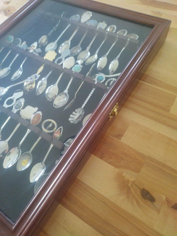 6 Spoon Display Cases + Silver Spoon Collection