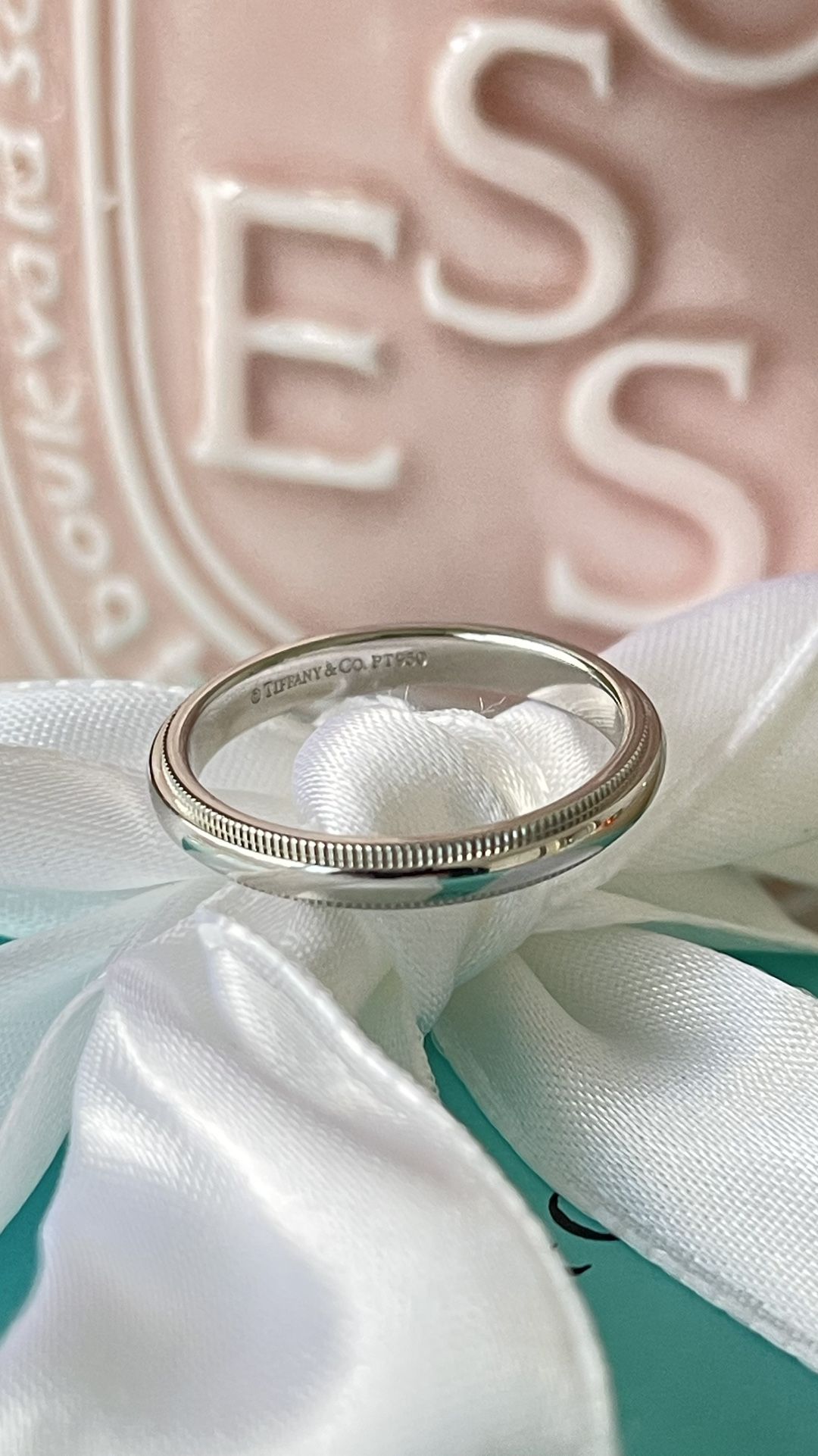 Tiffany Together Milgrain Band Ring in Platinum, 3mm Wide NEW $1500