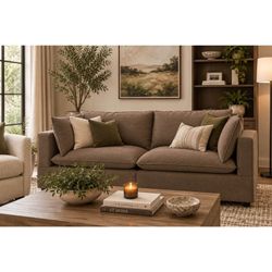 Albany Park Kova Pillow Cushion Sofa | Hazelnut Performance Bouclé | 86” Delivery Available