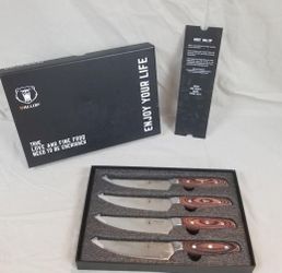 Wallop German Steel 5” Steak Knife Jane Series Full Tang Wood Handle Set of 4