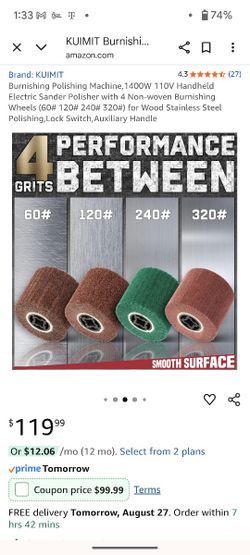 New In Box Burnishing Polishing Machine,1400W 110V Handheld Electric Sander Polisher with 4 Non-woven Burnishing Wheels