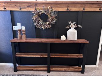 🤎 table entryway accent brown black console entrance hall shelf rustic wood farmhouse tv stand