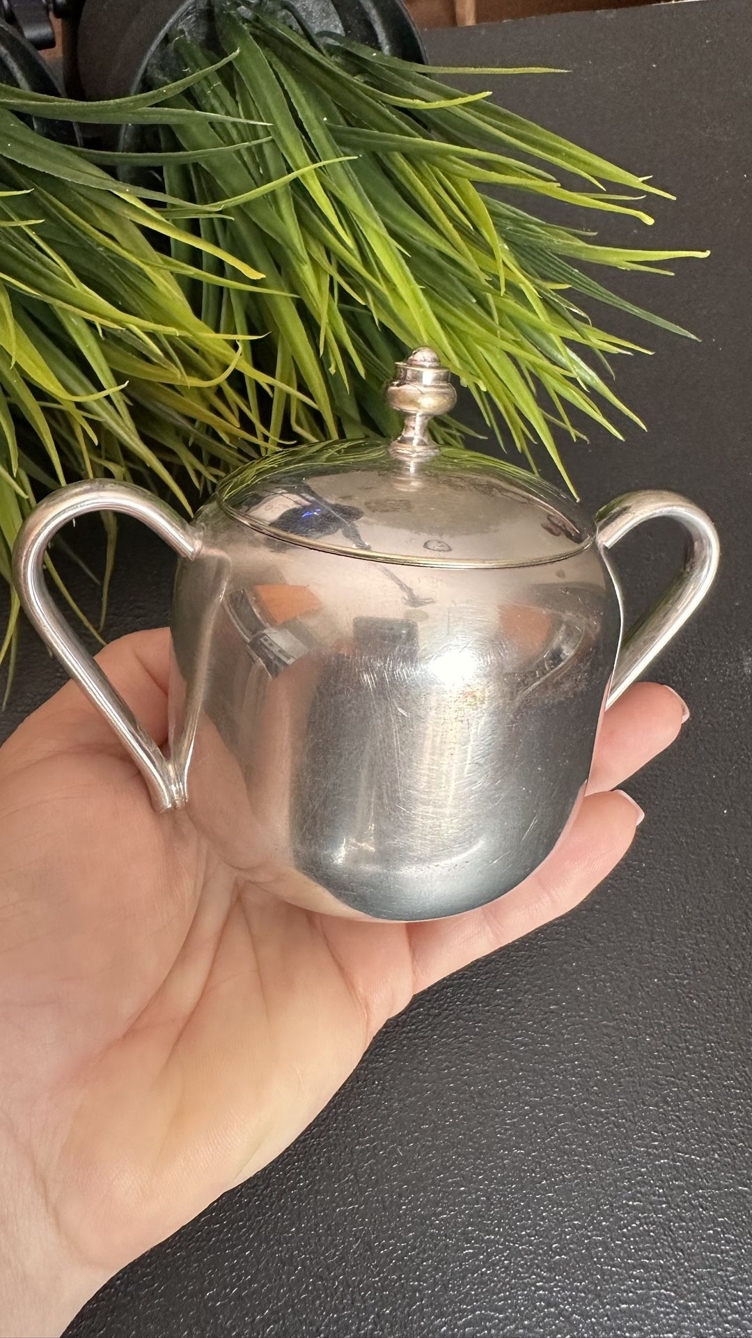 Vintage silver coated sugar bowl