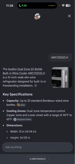 Avallon wine fridge
