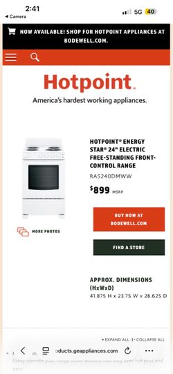 Hotpoint 24" Electric Free-Standing Range