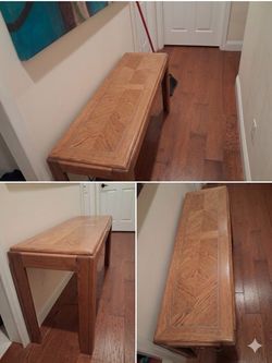 Long Wood Parquet Vintage Table