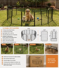 NEW 12-Panel 32” Heavy Duty Metal Pet Playpen w/ Gate – Factory Sealed