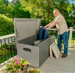 Large modern heavy duty weather resistant lifetime deck box