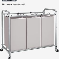 3-Bag Rolling Laundry Cart