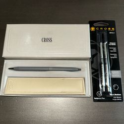 Vintage 90’s Cross Ballpoint Pen Matte Grey - Brand New Unused - Includes 2 Refills