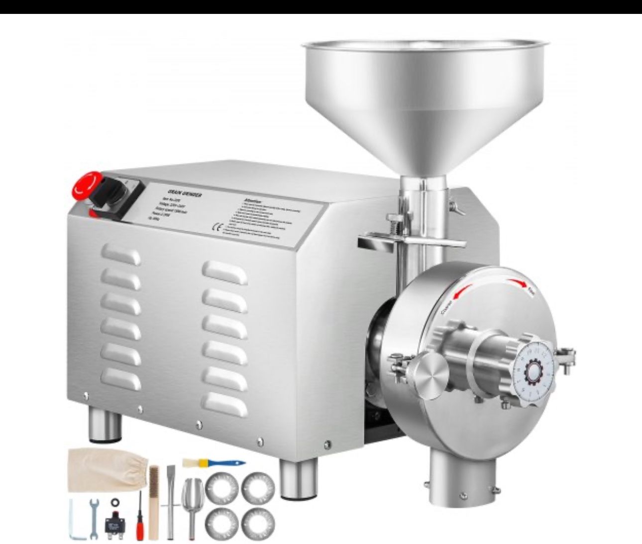 VEVOR Soybean Grinder Commercial Grinding Machine for Spices 3000W Corn Mill Grinder 50-60 KG/H Stainless Steel Corn Grinder Industrial Flour Milling