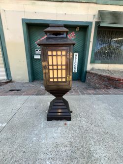 Tall Vintage Chinese Wood Lamp