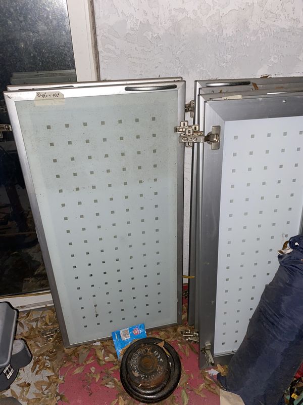 Kitchen cabinet glass doors with aluminum trim for Sale in ...