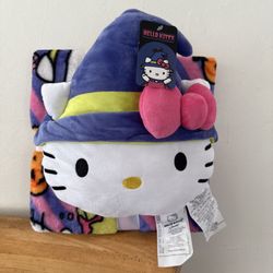 Brand New Hello Kitty Nogginz Pillow & Plush Blanket Set Halloween 45 In x 55 In