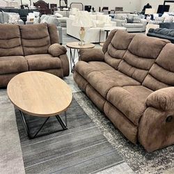 NEW 🌊$10 Down Payment Finance 🦋Tulen Mocha Reclining Living Room Set▪️# Sofa # Loveseat # Couch # Living Room Set Options Available