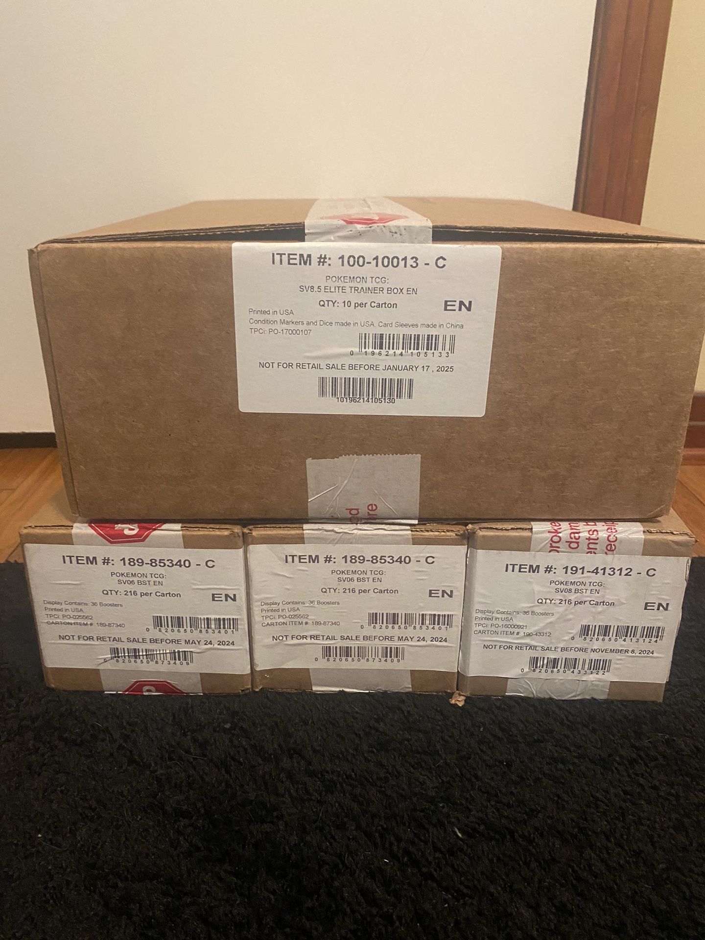 Pokémon Sealed Booster Box / ETB Case Lot. Surging Sparks, Twilight Masquerade, Prismatic Evolutions