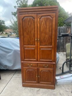 Solid Oak Media Armoire/Cabinet