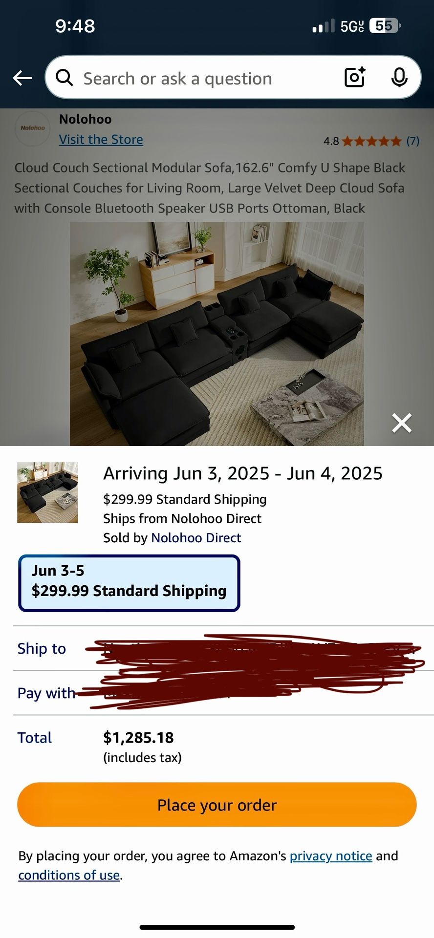 Large Bluetooth Sectional Couch