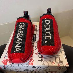 Dolce Gabbana Sorrento Slip On Red Crystals