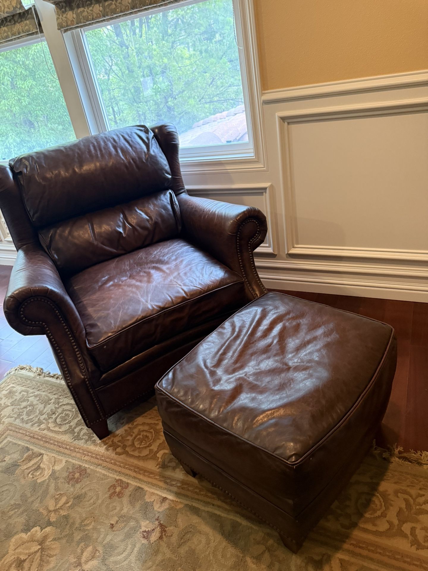 Armchair & Ottoman Leather
