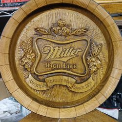 Vintage MILLER BEER Round Barrel Sign