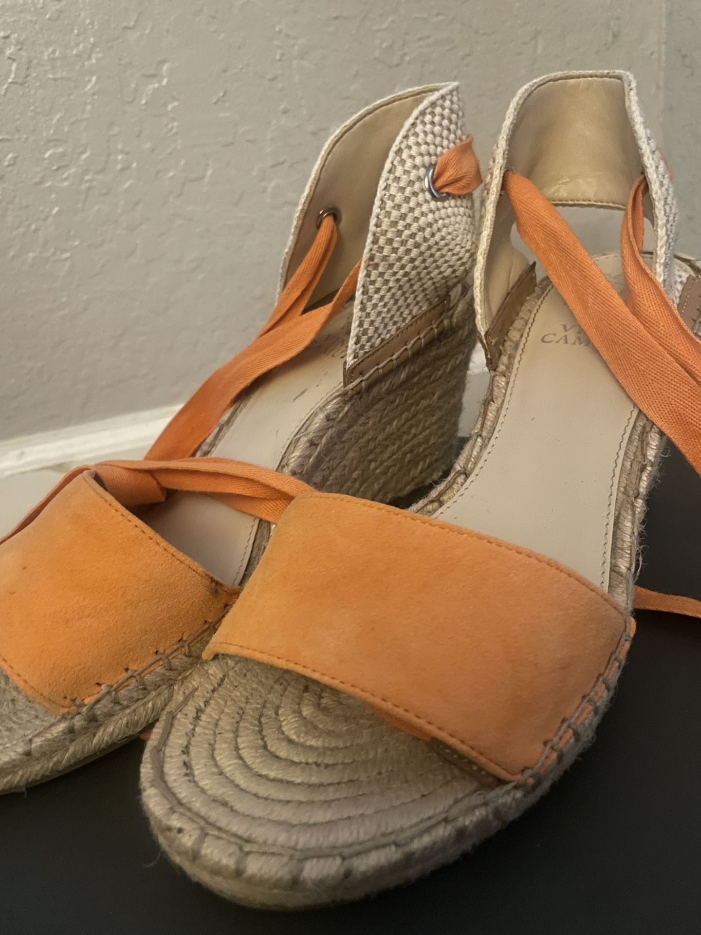 Vince Camuto Lace Up Orange Wedges Heels