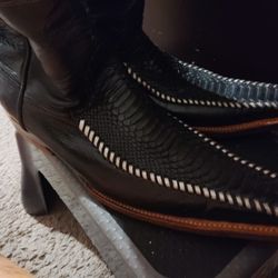 Custom Handmade Python Soft Leather Cowboy Boots Side Zippers And Stitched