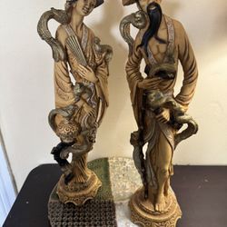 Vintage Carved Resin Asian Figure statues