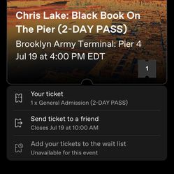 Chris Lake Blackbook On The Pier Two Day Ticket