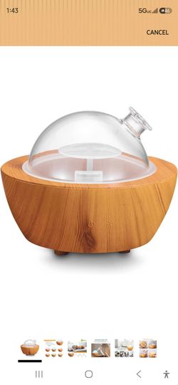 280ml Glass Essential Oil Diffuser Wood Grain Base Air Aroma Diffusers for Aromatherapy Cool Mist Humidifier with Safe Auto Shut-Off and 7 Color LED N