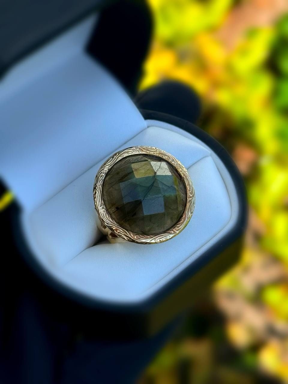 Jewelry 10k solid yellow gold smoky quartz stone 13CTW ring size 8.50